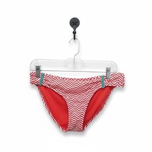 Xhilaration Swimsuit Bottoms Red Orange White Chevron Bikini Medium M Beach